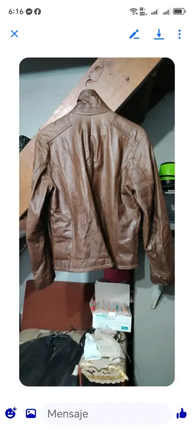 Chaqueta de cuero marrón para hombre - miniatura 1