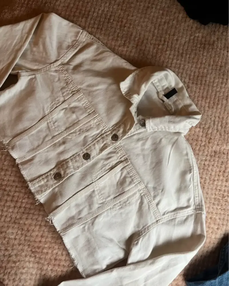 Chaqueta corta de mezclilla blanca hym - 2