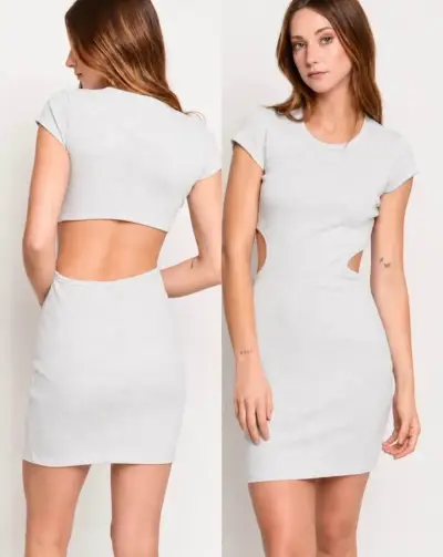 Vestido corto gris con aberturas laterales - miniatura 1