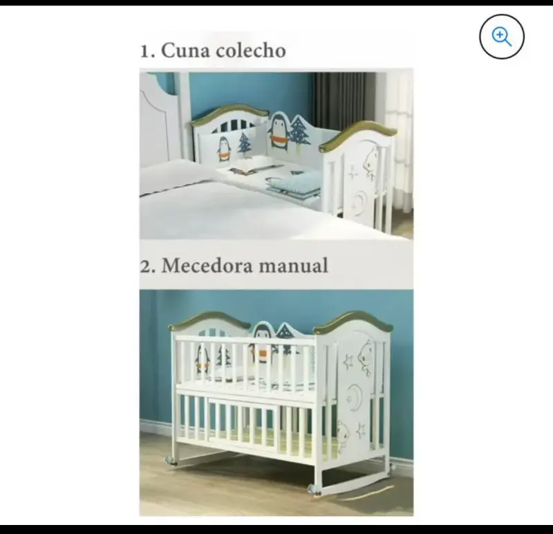 Cuna de bebé blanca con diseño de ositos - 3