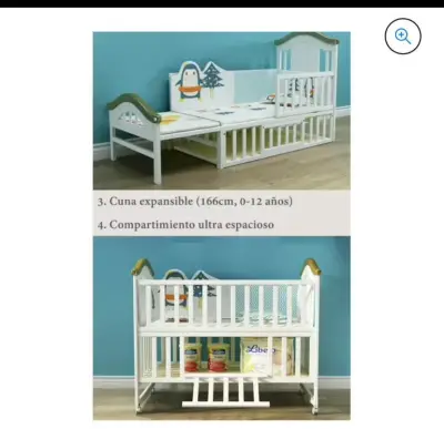 Cuna de bebé blanca con diseño de ositos - miniatura 4