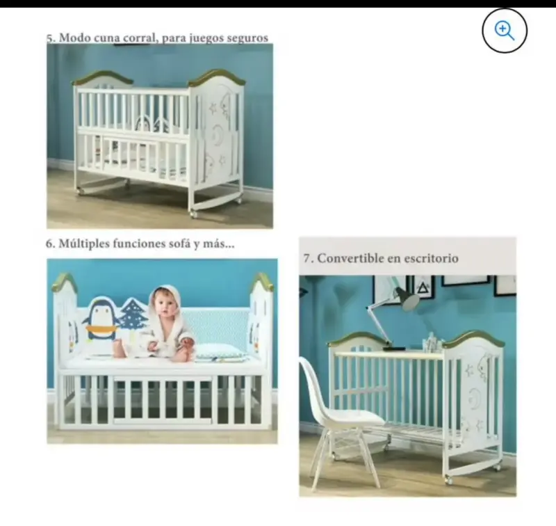 Cuna de bebé blanca con diseño de ositos - 5
