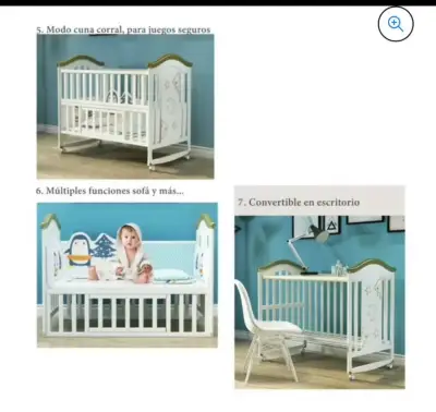 Cuna de bebé blanca con diseño de ositos - miniatura 5