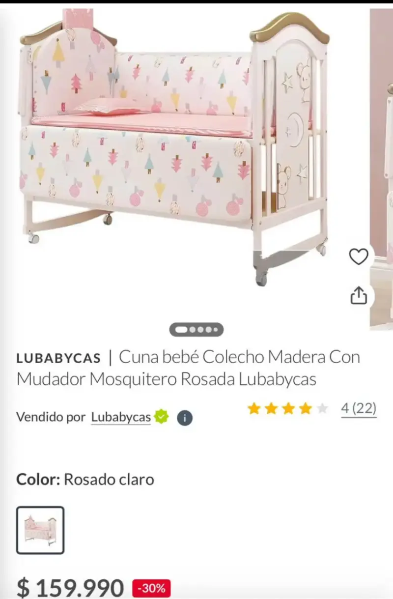 Cuna de bebé blanca con diseño de ositos - 6