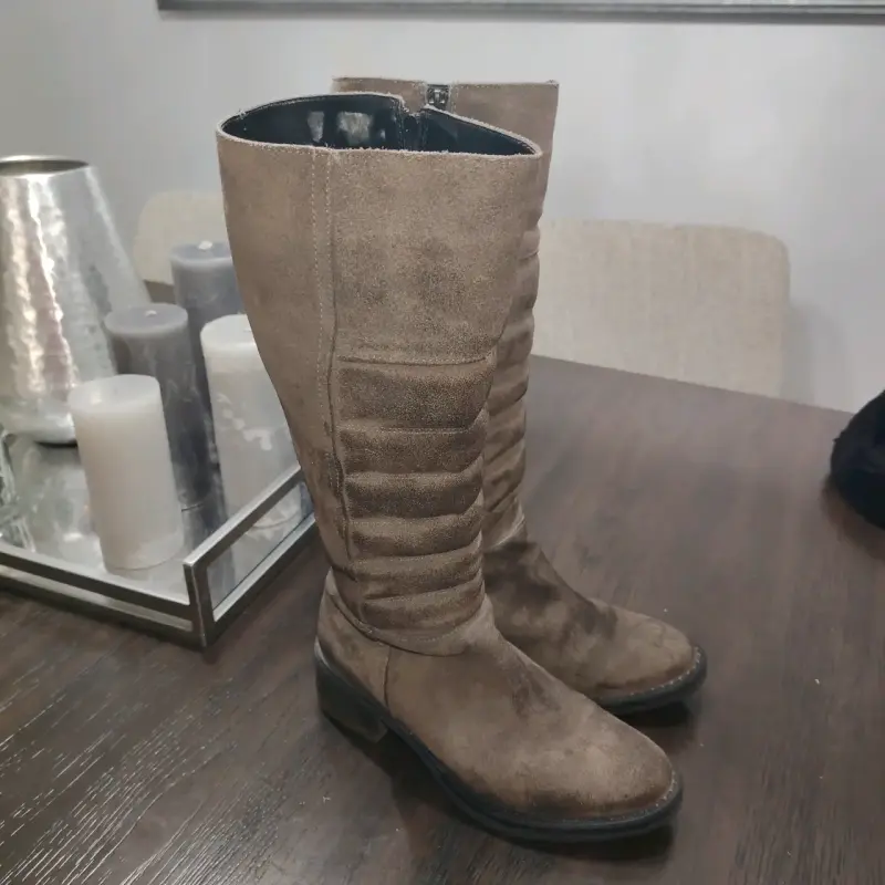 Botas de gamuza gris para mujer - 4