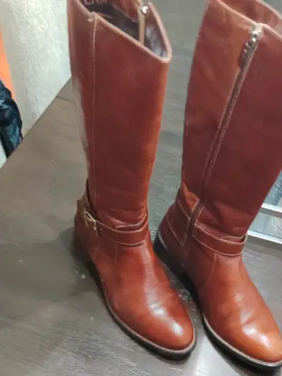 Botas de cuero marrón con hebilla - miniatura 4