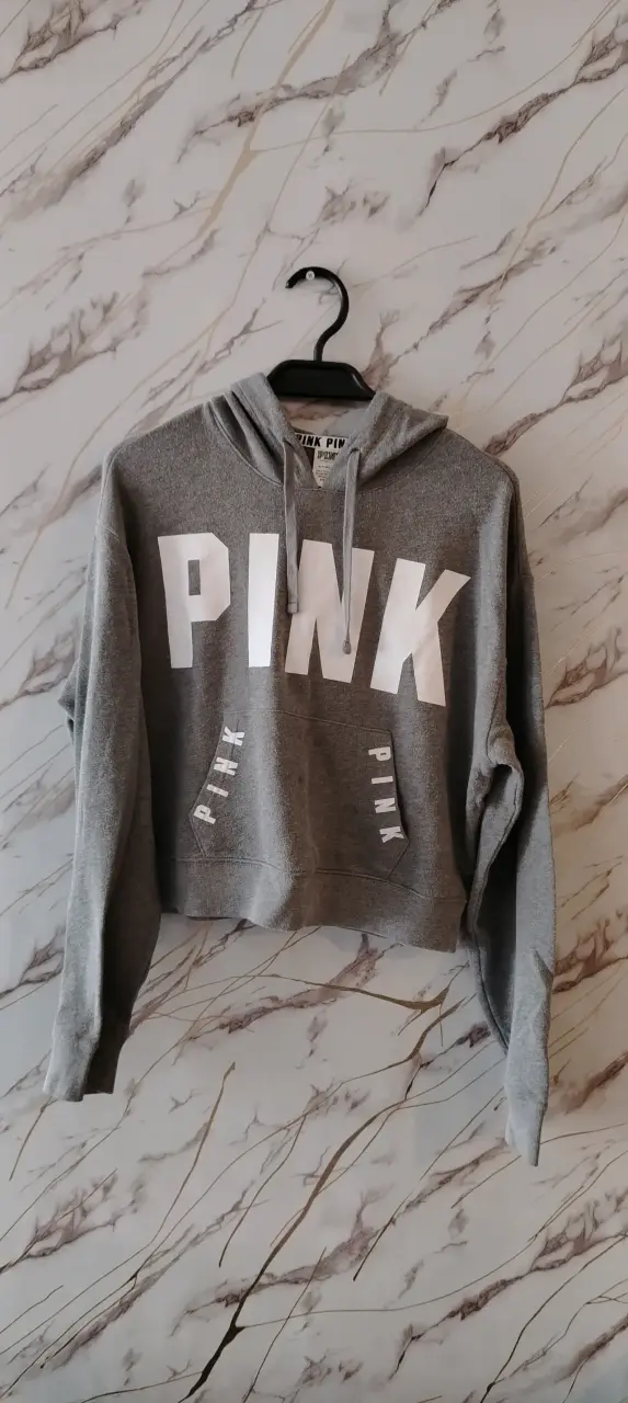 Polerón con capucha gris PINK - 1