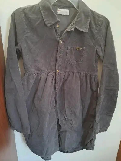 Vestido de cotele gris para niña - miniatura 1