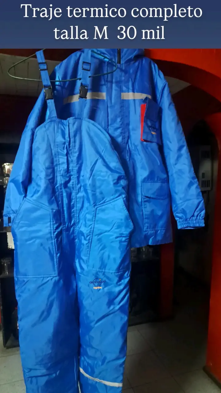 Traje impermiable azul con tirantes talla M - 5