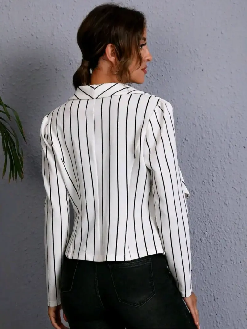 Blazer a rayas blanco y negro para mujer - 2