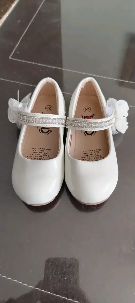 Zapatos de niña blancos de charol brillantes - 1