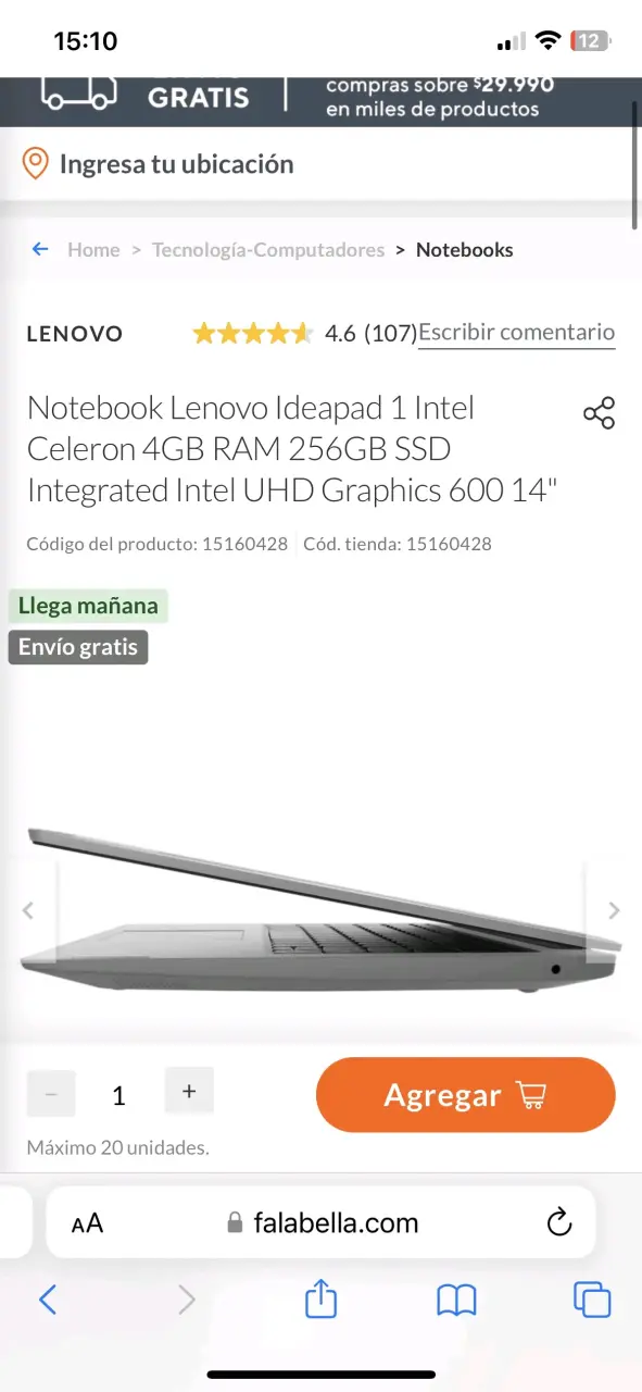 Laptop Lenovo con cargador incluido - 4