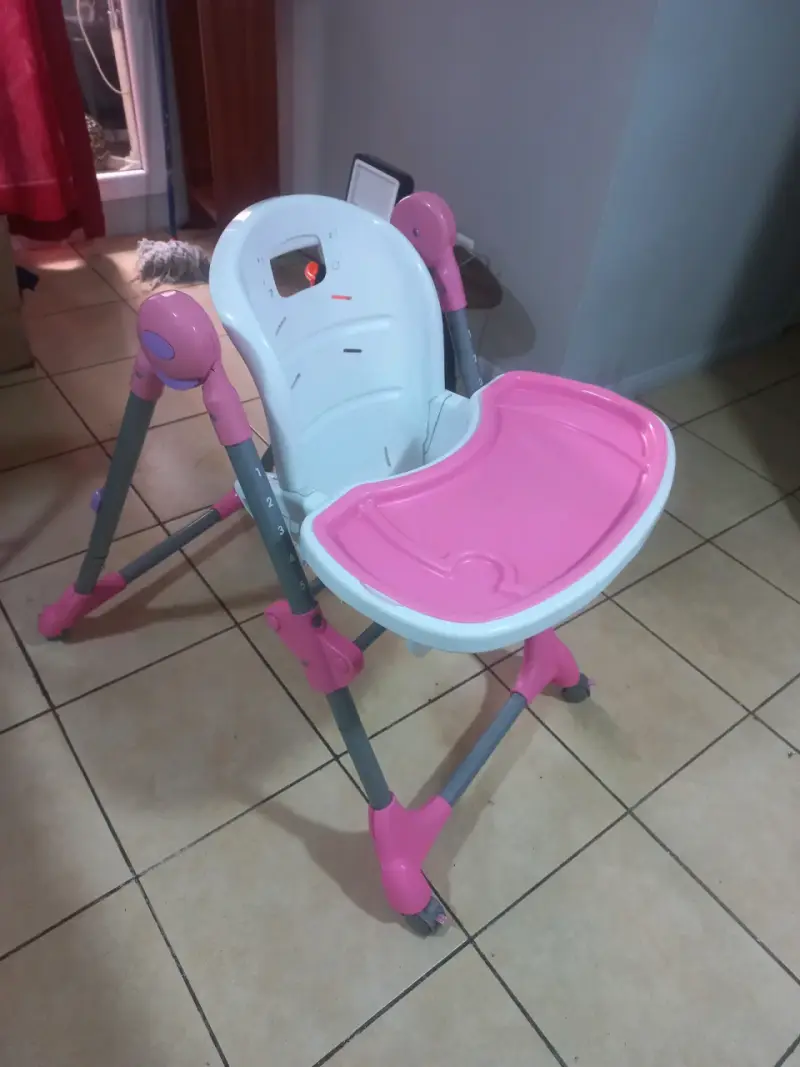 Silla de comer para bebé rosa - 3