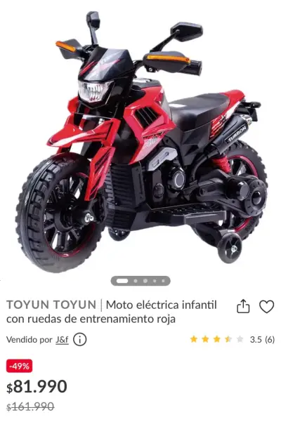 Moto eléctrica infantil Turbon roja - miniatura 6