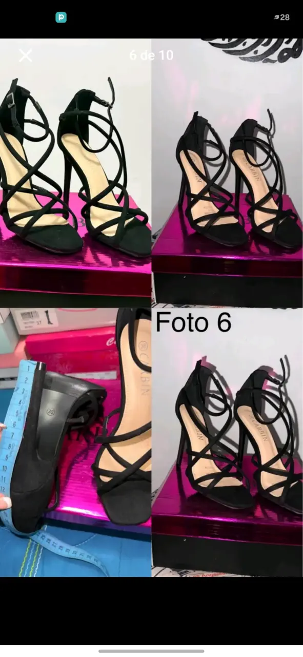 Tacones negros de tiras talla 36