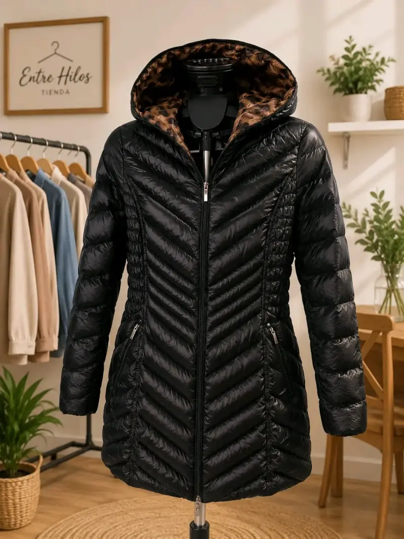 Chaqueta acolchada negra con capucha