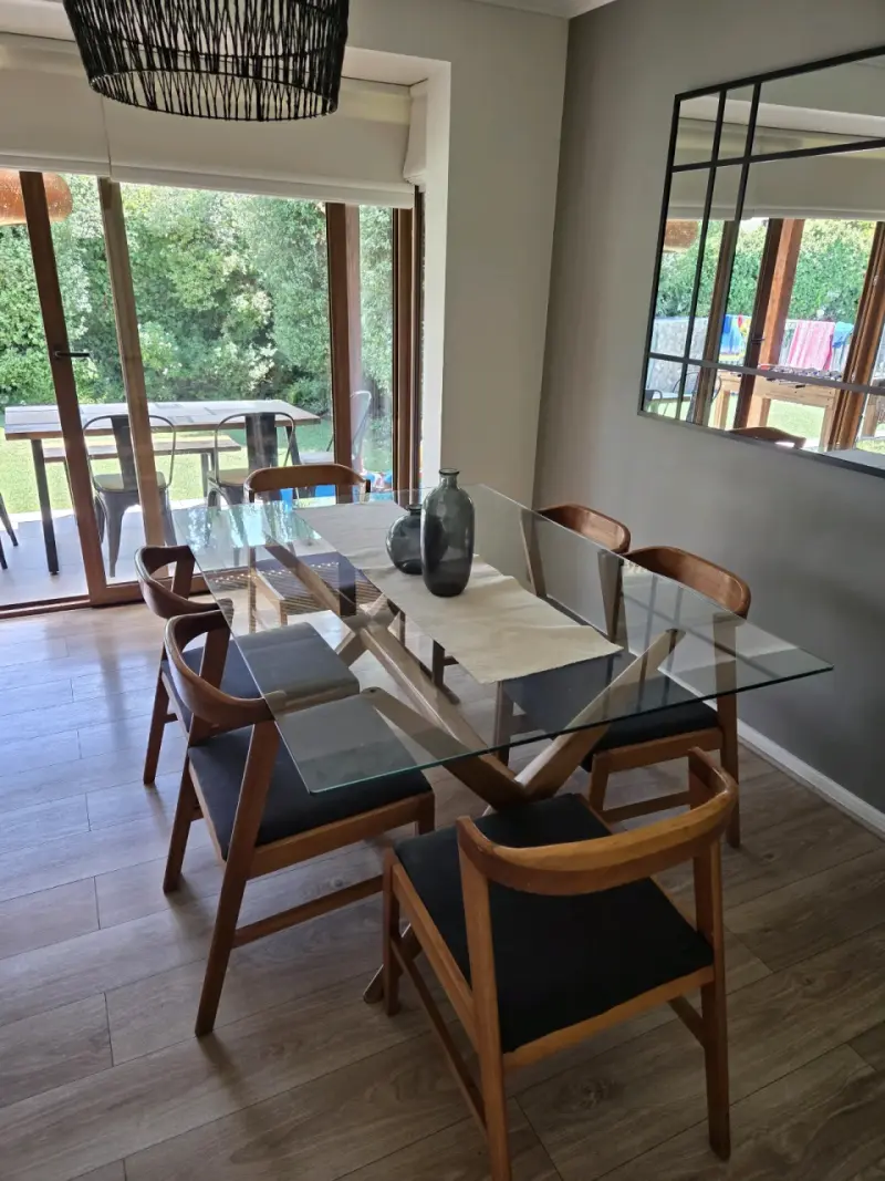 Juego de comedor 6 personas de vidrio y madera - 4