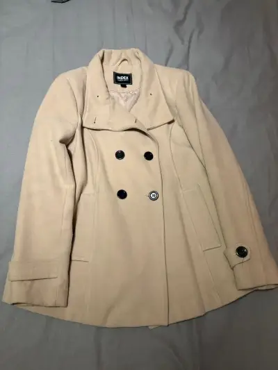 Chaquetón beige de lana Index - miniatura 1