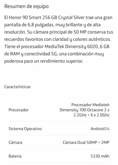 Smartphone honor 90 smart con pantalla grande - miniatura 4