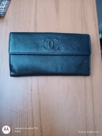 Cartera de cuero negra elegante - miniatura 1