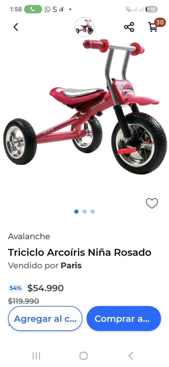 Triciclo Arcoíris para Niña Rosado - 1