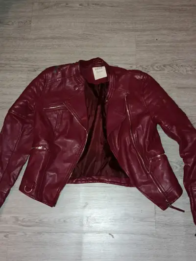 Chaqueta de cuero burdeo Index - miniatura 1