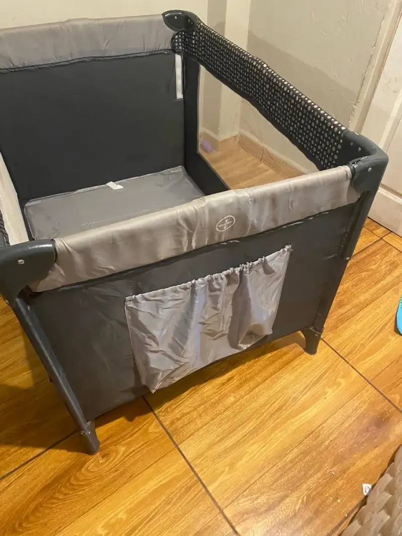 Cuna corral Yamp plegable gris + Colchón - 5