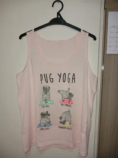 Polera de Pijama Rosa, diseño Pug. - miniatura 1