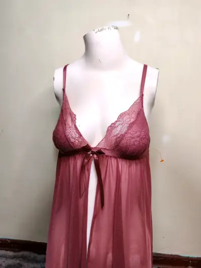 Babydoll de encaje color rosa - miniatura 3