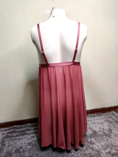 Babydoll de encaje color rosa - miniatura 5