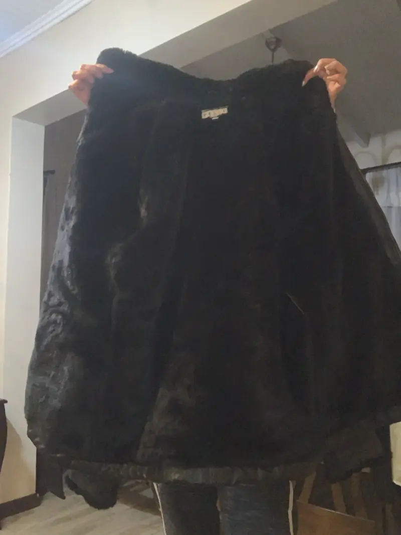 Chaqueta de cuero negra con capucha L - 3