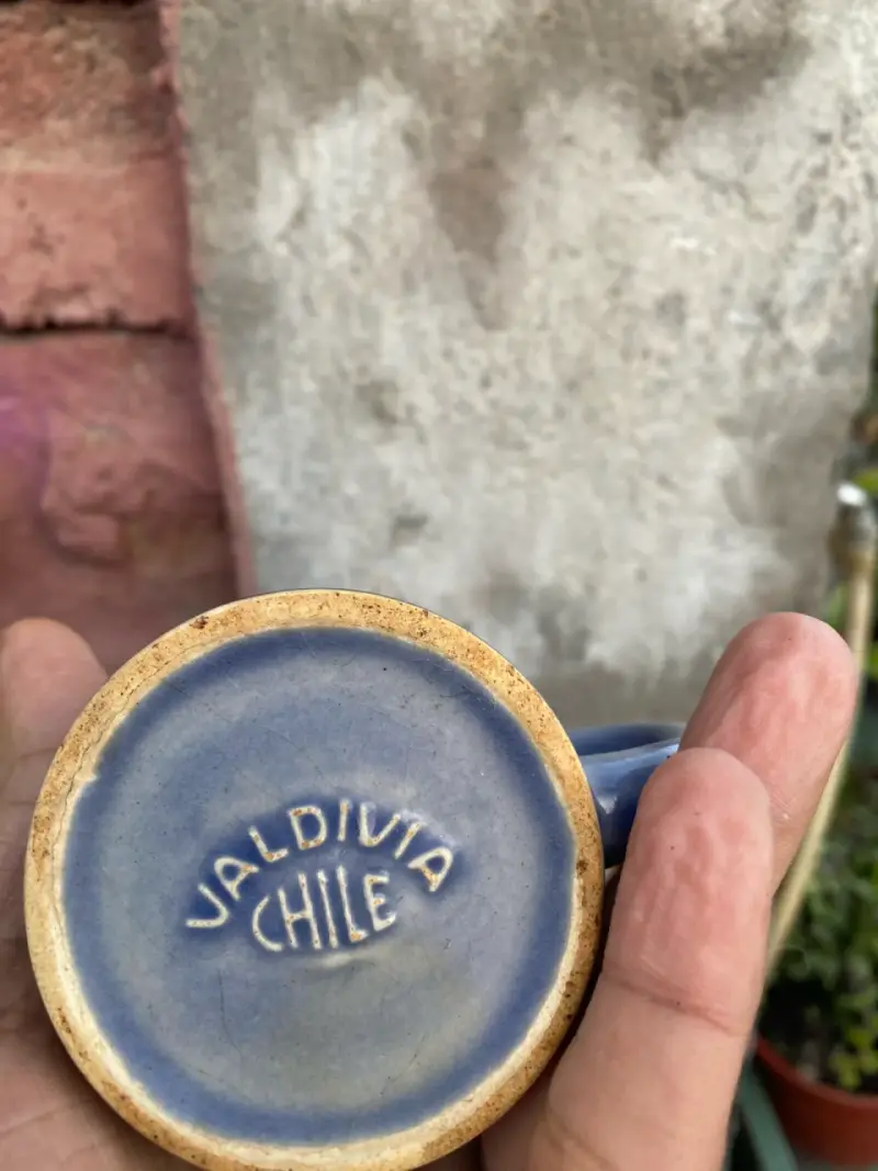 Taza de cerámica azul con relieve - 3
