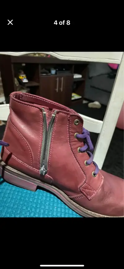 Botines de cuero burdeos BRAHMA - miniatura 3