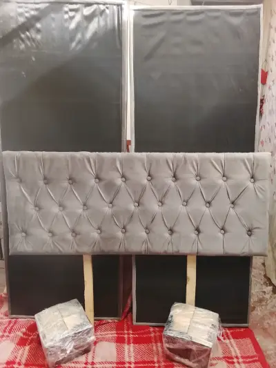 Cabecero tapizado gris elegante base - miniatura 2