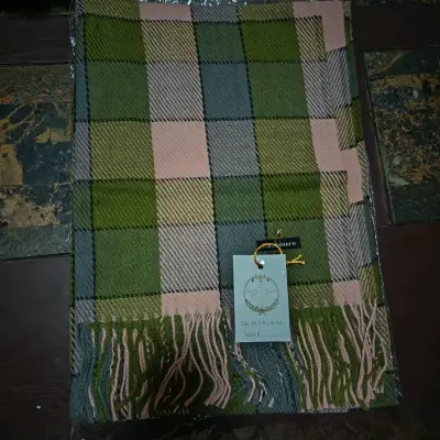 Bufanda de cashmere beige con flecos - miniatura 4