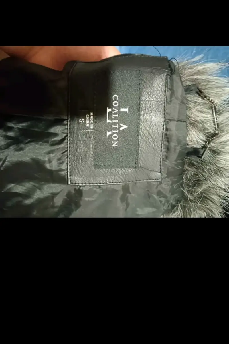 Chaqueta de cuero con cuello de piel sintética - 2