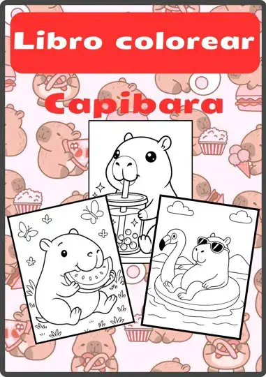 Libro para colorear de capibaras - miniatura 1