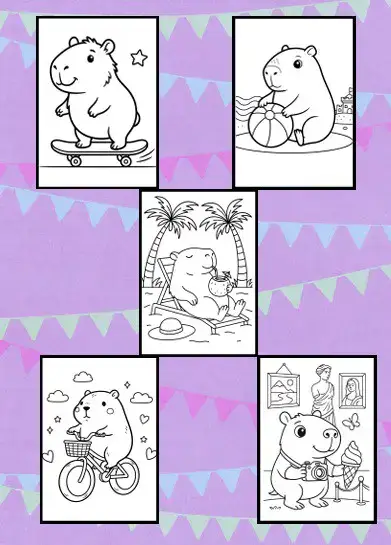 Libro para colorear de capibaras - miniatura 2