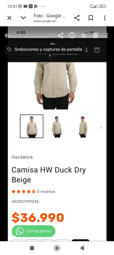 Camisa de trabajo beige talla XXL - miniatura 4