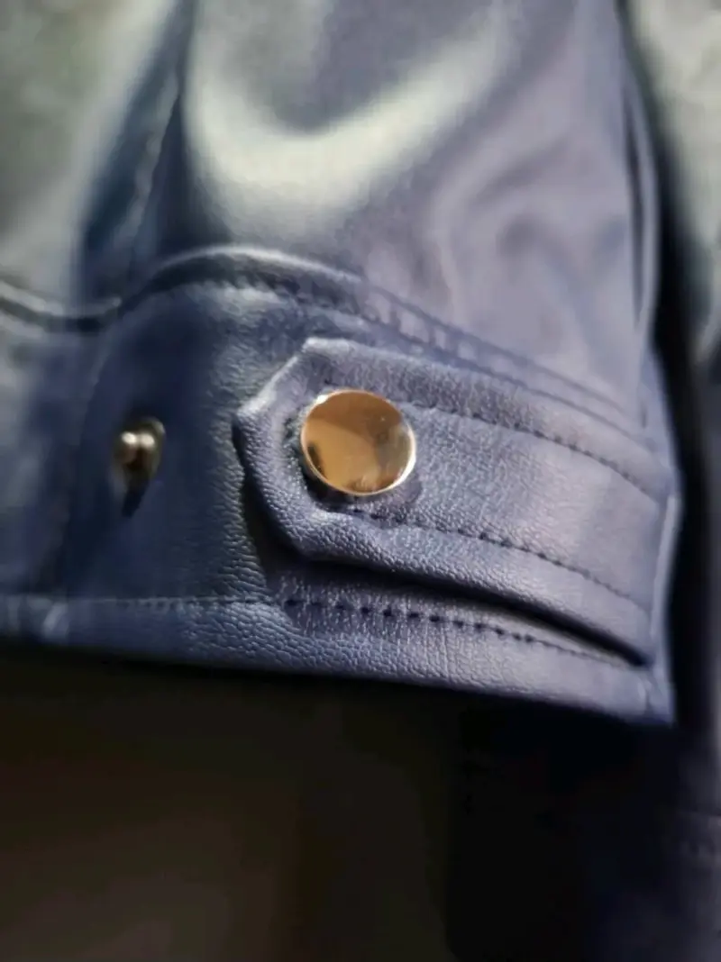 Chaqueta de cuero sintético azul para hombre - 2