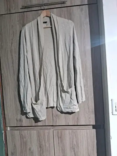 Cardigan beige de algodón para mujer - miniatura 1