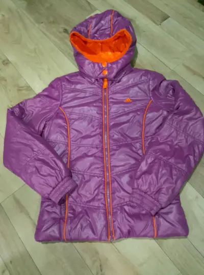Chaqueta acolchada morada con capucha Adidas - miniatura 1
