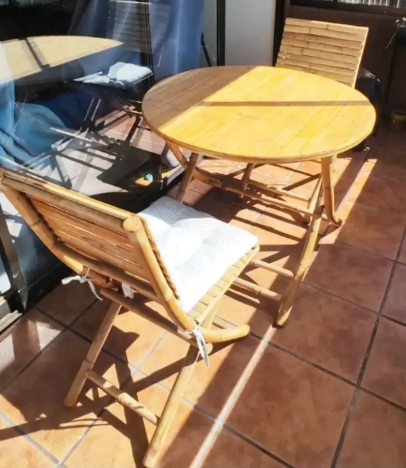 Juego de comedor de bambú para terraza - 2