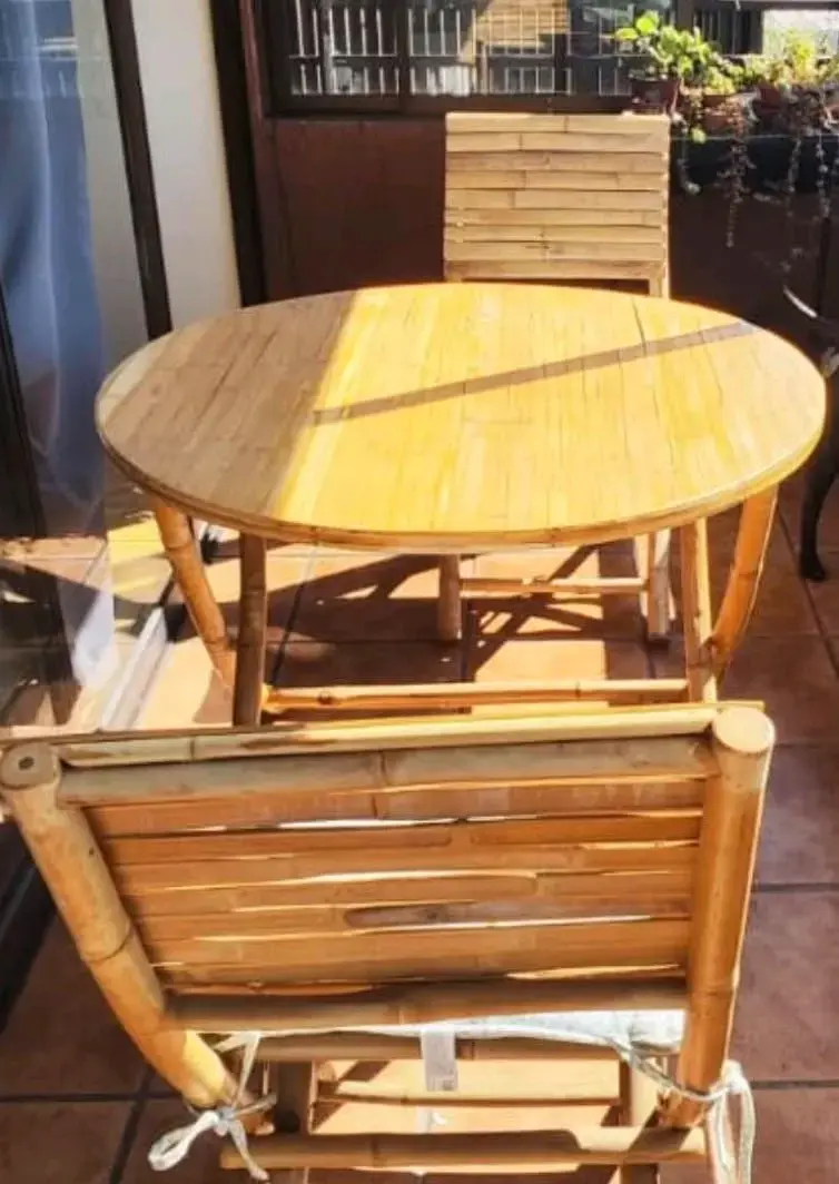Juego de comedor de bambú para terraza - 3