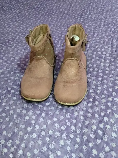 Botines de cuero rosados para niña - miniatura 1