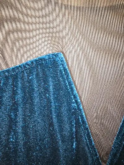 Vestido color petroleo con malla transparente - miniatura 3