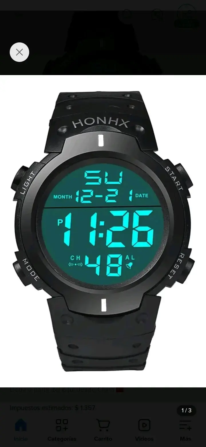 Reloj digital HONHX negro resistente - 2