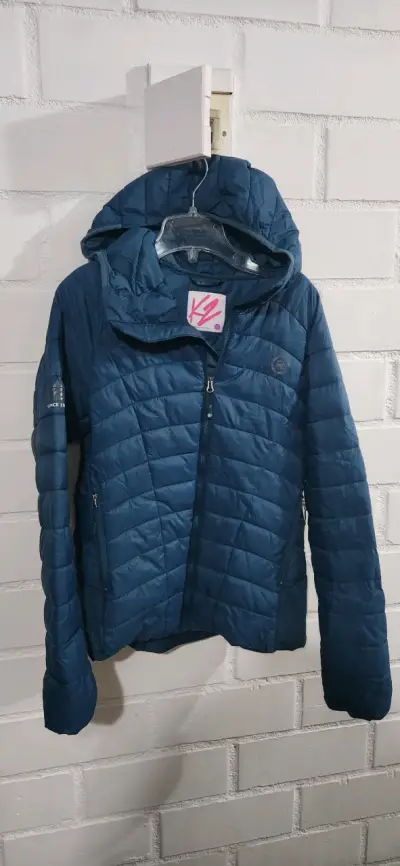 Chaqueta acolchada azul con capucha - miniatura 1
