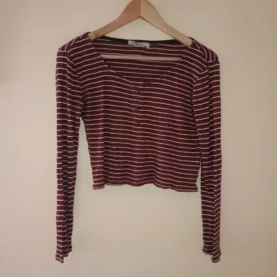 Polera de rayas burdeos manga larga - miniatura 1