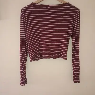 Polera de rayas burdeos manga larga - miniatura 2